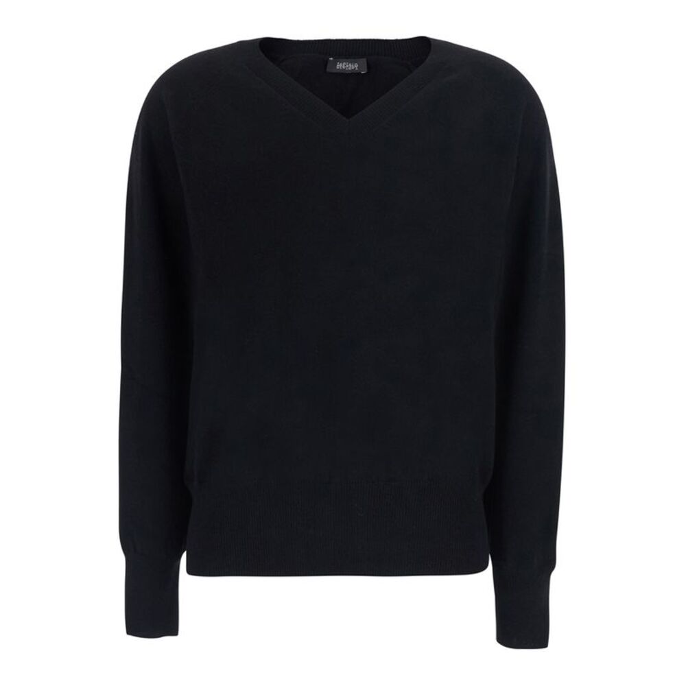 Leplain Women Black Sweater With V Neck In Cashmere For Women